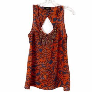 Silk Top Blouse Beaded Y2K Small